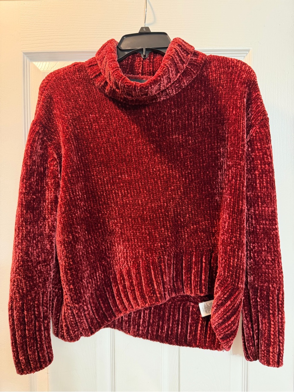 Cynthia Rowley Plush Red Chenille Turtleneck Sweater